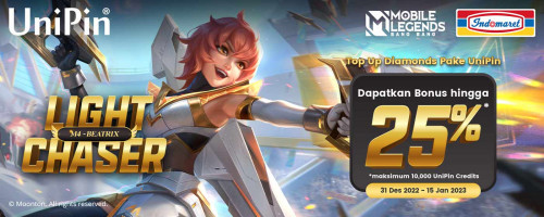 Top Up Diamonds MLBB Pake UniPin, Dapatkan Beatrix “Light Chaser” + Bonus hingga 25%